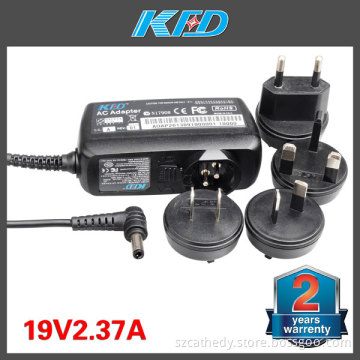 2 Years Warranty Tablet PC Adapter for Toshiba 19V 2.37A Power Adapter 45W with Tips 5.5*2.5mm